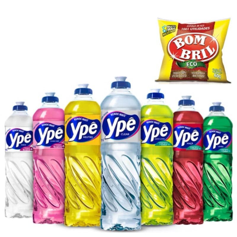 Kit Detergente Ypê Sortido + Esponja de Aço Bom Bril Eco